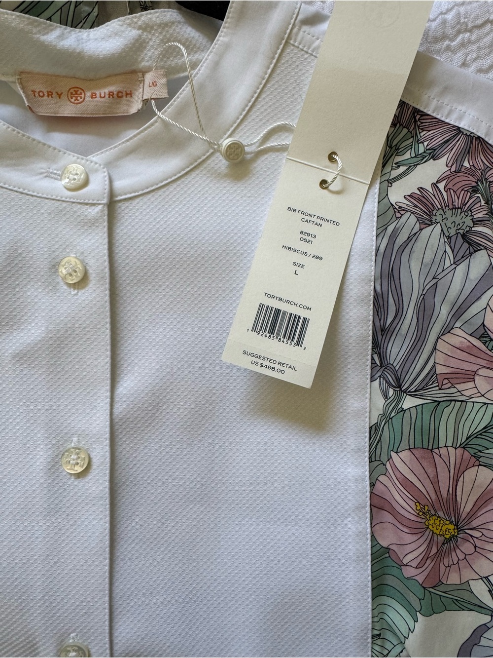 Tory Burch Bib Front Printed Caftan - NWT - Picture 3 of 11